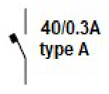 Exemple : dispositif différentiel 300 mA, type A, 40 A